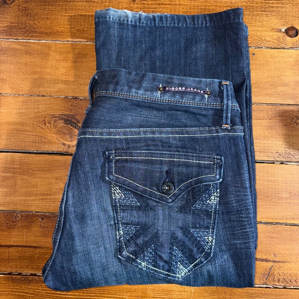 Vigoss‎ Jeans Women's 9 (Fits 31x32) Blue Denim Bootcut Dark Wash Flap Pocket